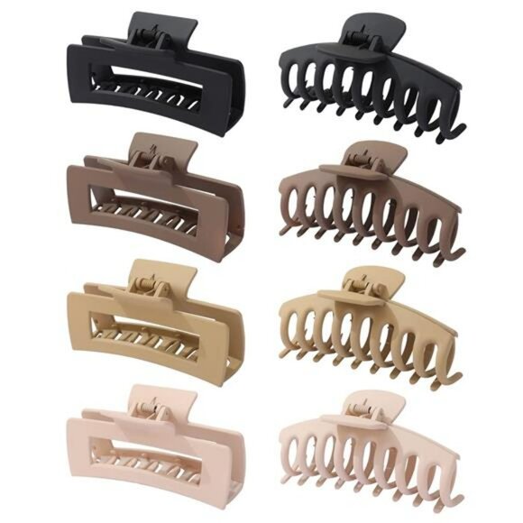 Large hair claw clips for thick thin curly hair 8 pack non slip strong grip wome - Picture 1 of 6